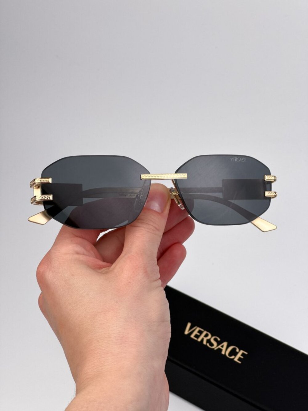 Versace Women’s Sunglasses Gold Grey Rectangle VE2274 100287 NEW